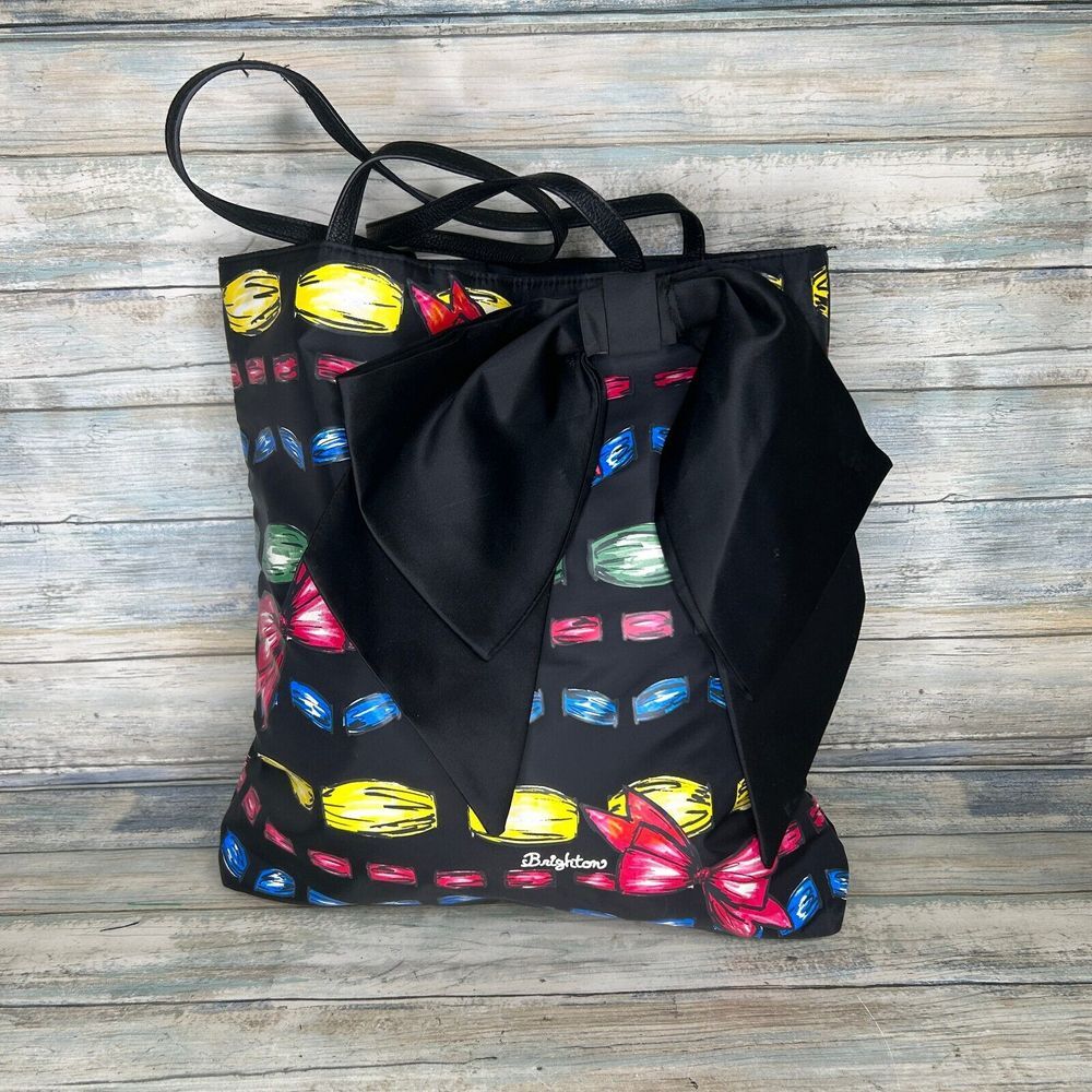 Brighton Tote Bag‎ Take a Beau Black Large Bow Shopper Handbag Purse
